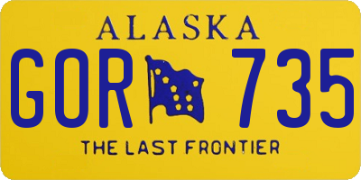 AK license plate GOR735