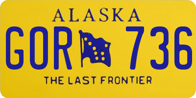 AK license plate GOR736