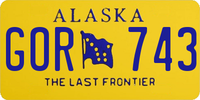 AK license plate GOR743