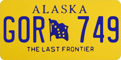 AK license plate GOR749