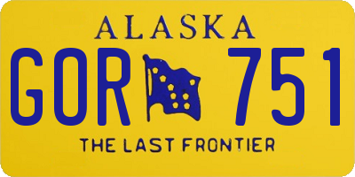 AK license plate GOR751