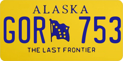 AK license plate GOR753