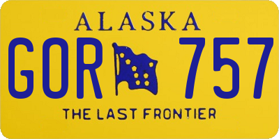 AK license plate GOR757