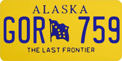 AK license plate GOR759
