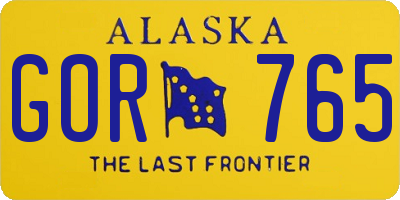 AK license plate GOR765