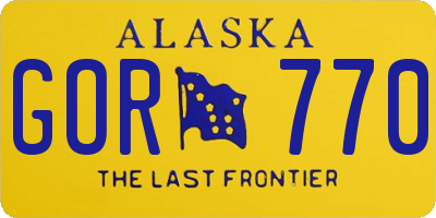 AK license plate GOR770