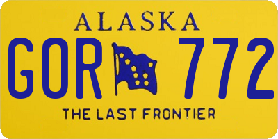 AK license plate GOR772