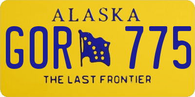 AK license plate GOR775