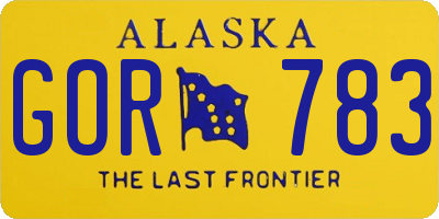AK license plate GOR783