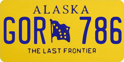 AK license plate GOR786
