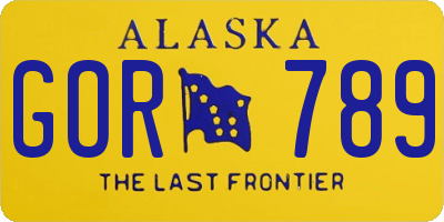 AK license plate GOR789