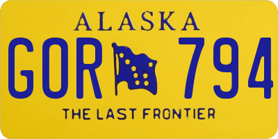 AK license plate GOR794