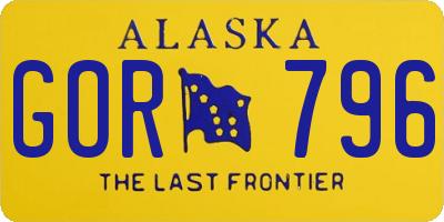 AK license plate GOR796