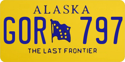 AK license plate GOR797