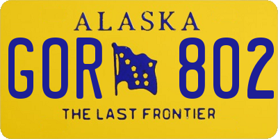 AK license plate GOR802