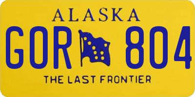 AK license plate GOR804