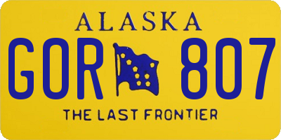 AK license plate GOR807