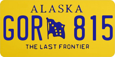 AK license plate GOR815