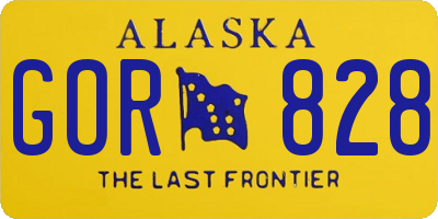 AK license plate GOR828