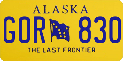 AK license plate GOR830