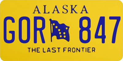 AK license plate GOR847