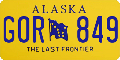 AK license plate GOR849