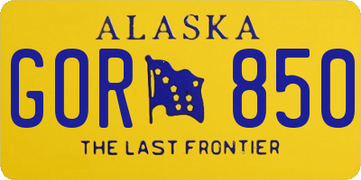 AK license plate GOR850