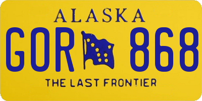 AK license plate GOR868