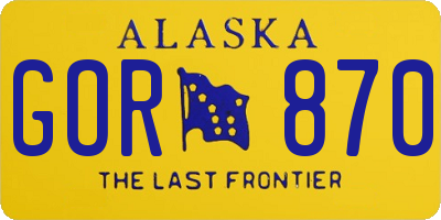 AK license plate GOR870