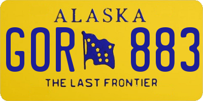 AK license plate GOR883