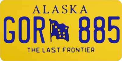 AK license plate GOR885