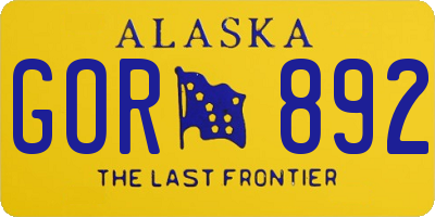 AK license plate GOR892
