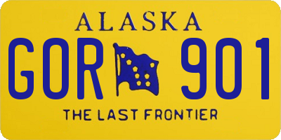 AK license plate GOR901