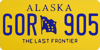 AK license plate GOR905