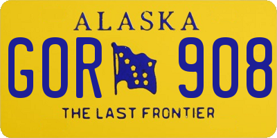 AK license plate GOR908