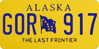 AK license plate GOR917
