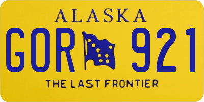 AK license plate GOR921