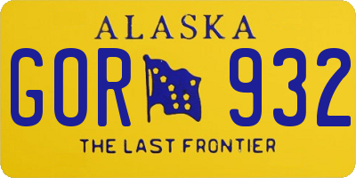 AK license plate GOR932