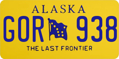 AK license plate GOR938