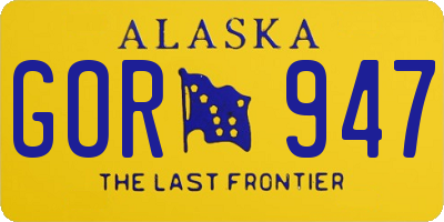 AK license plate GOR947