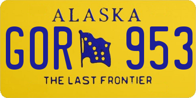 AK license plate GOR953