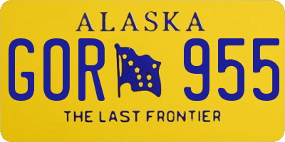 AK license plate GOR955