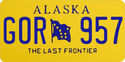 AK license plate GOR957