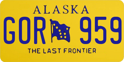 AK license plate GOR959