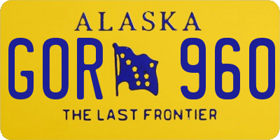 AK license plate GOR960