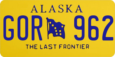 AK license plate GOR962