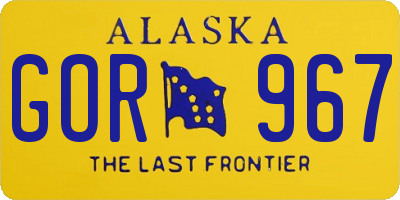 AK license plate GOR967