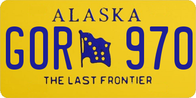AK license plate GOR970