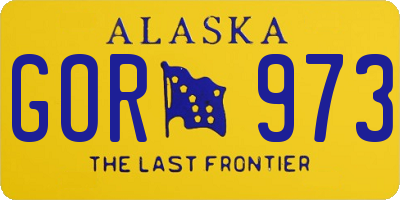 AK license plate GOR973