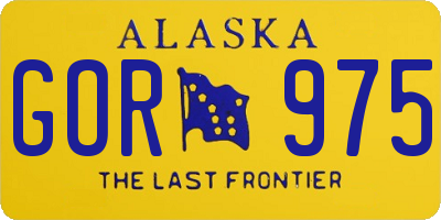 AK license plate GOR975